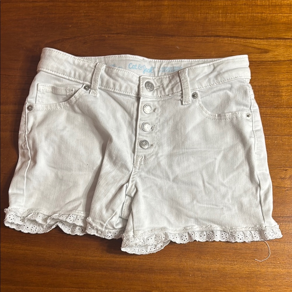 Cat & Jack White Jean Shorts Distressed Cuffed